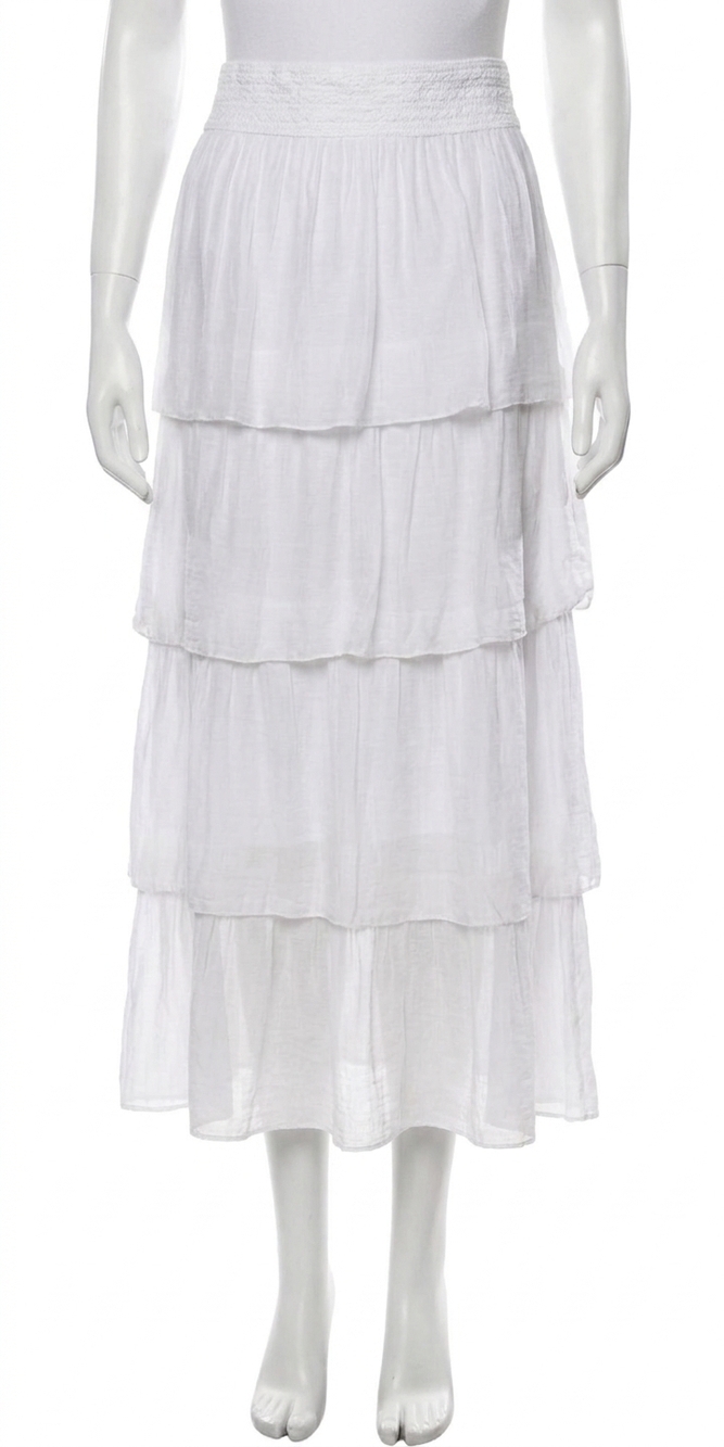 NEW GIGI MODA carrie ruffled maxi skirt in white